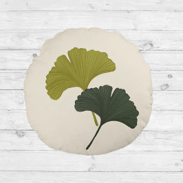Ginkgo Lövs Anpassade Background Färg Rund Kudde