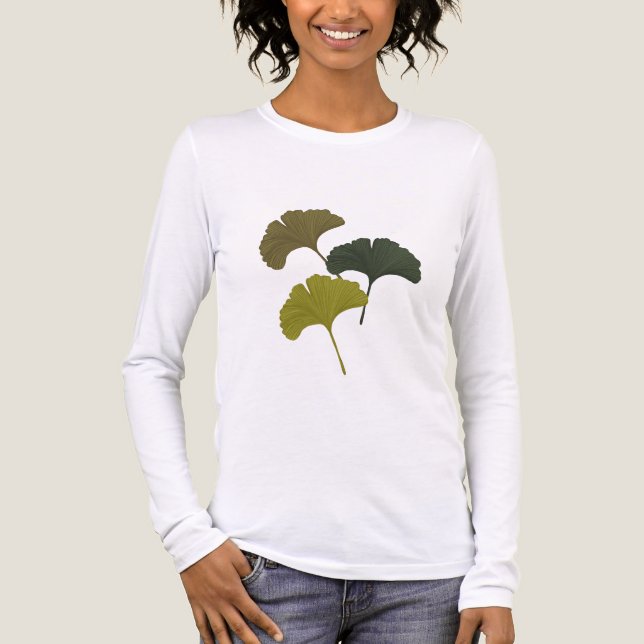 Ginkgo Lövs Anpassade Background Färg T Shirt (Framsida)