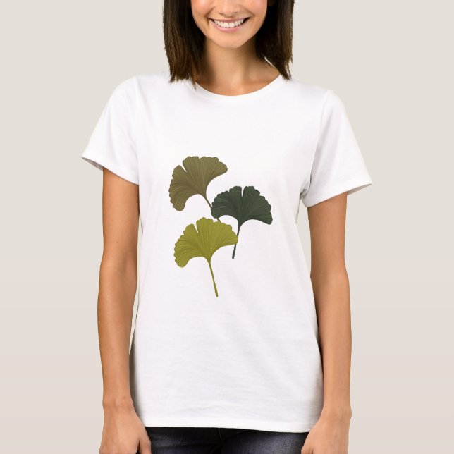 Ginkgo Lövs Anpassade Background Färg T Shirt (Framsida)