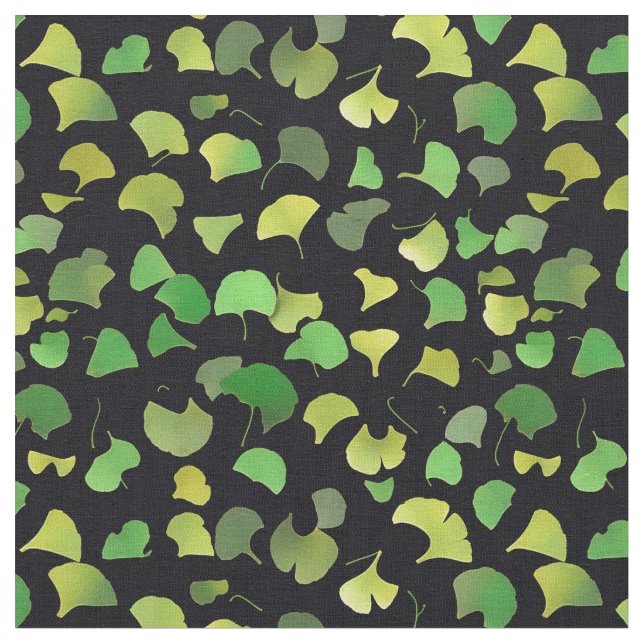 Ginkgo Lövs - Grönt Tyg (Närbild)
