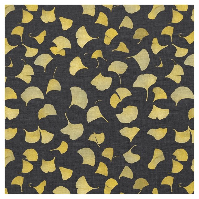 Ginkgo Lövs - Gult Tyg (Närbild)