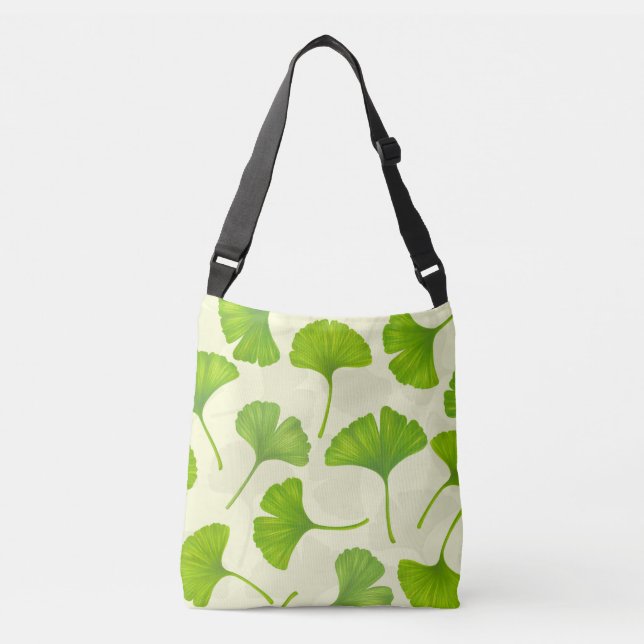 Ginkgo mönster på benvit axelväska (Framsida)