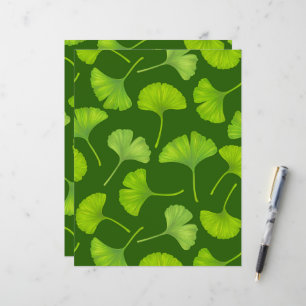 Ginkgo mönster på mörk grönt