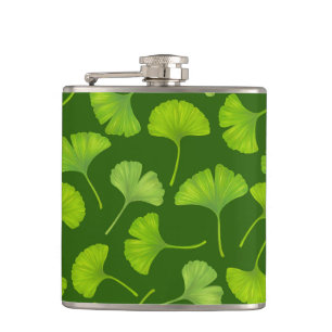 Ginkgo mönster på mörk grönt fickplunta