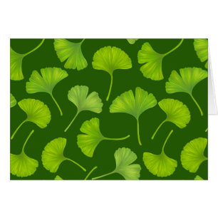 Ginkgo mönster på mörk grönt hälsningskort