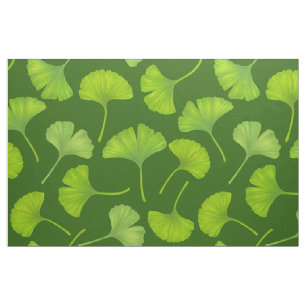 Ginkgo mönster på mörk grönt tyg