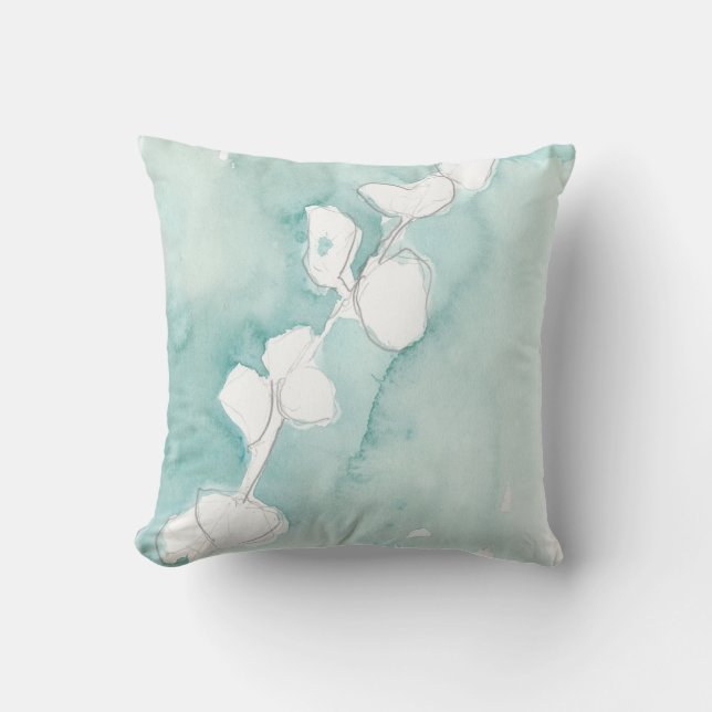 Ginkgo på Dusty Teal - White Kudde (Framsida)