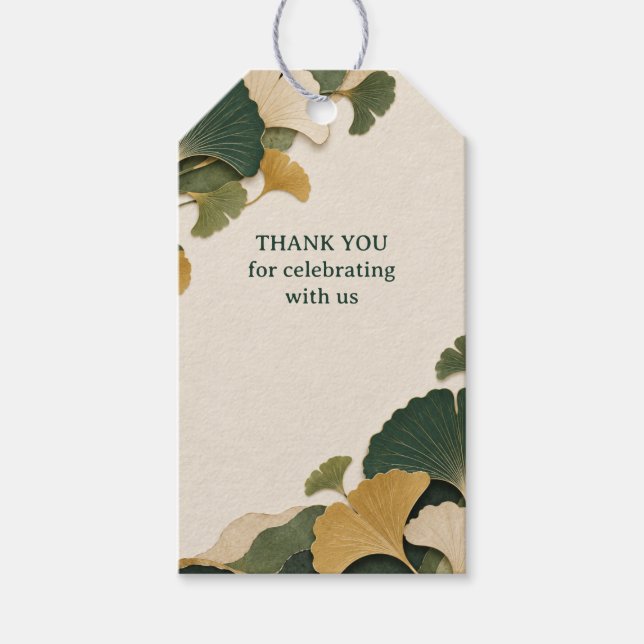 Ginkgo Papper Grön Botanisk Bröllopspresent Presentetikett (Framsidan)