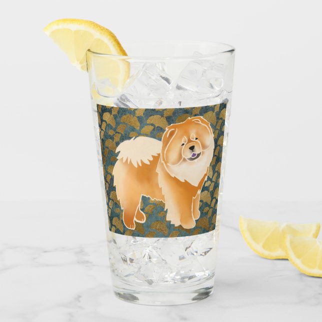 GINKGO Red Chow 16 oz, framsida och baksida av gla Glaskopp (Framsida Ice)