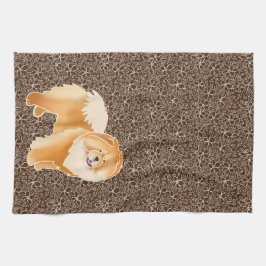 GINKGO Red Chow - brun kökshandduk