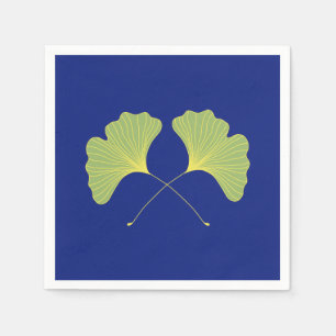 Ginkgo Träd Lämnar Blue och Grönt Pappersservett