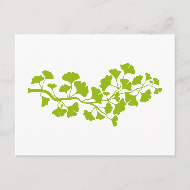 ginkgo träd silhouette med grönt löv vykort (Framsida)