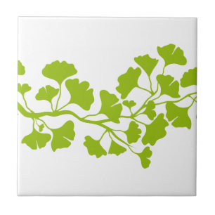 ginkgoträdsilhouette med gröna löv kakelplatta