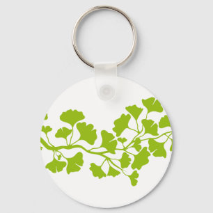ginkgoträdsilhouette med gröna löv nyckelring