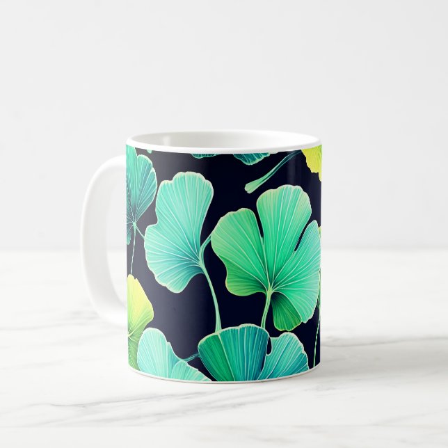 Ginko biloba lövs kaffemugg (Framsida vänster)