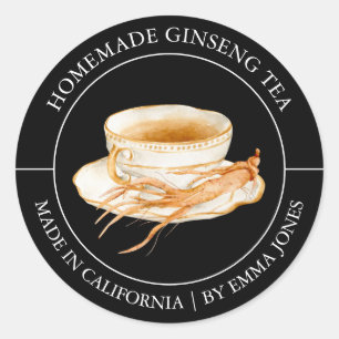 Ginseng Tea Modern-etikett Runt Klistermärke