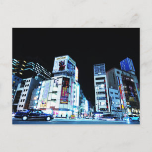 Ginza-distriktet i Tokyo, Japan på natten Vykort