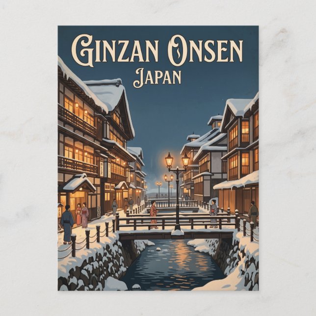 Ginzan Onsen Japan Vykort (Framsida)