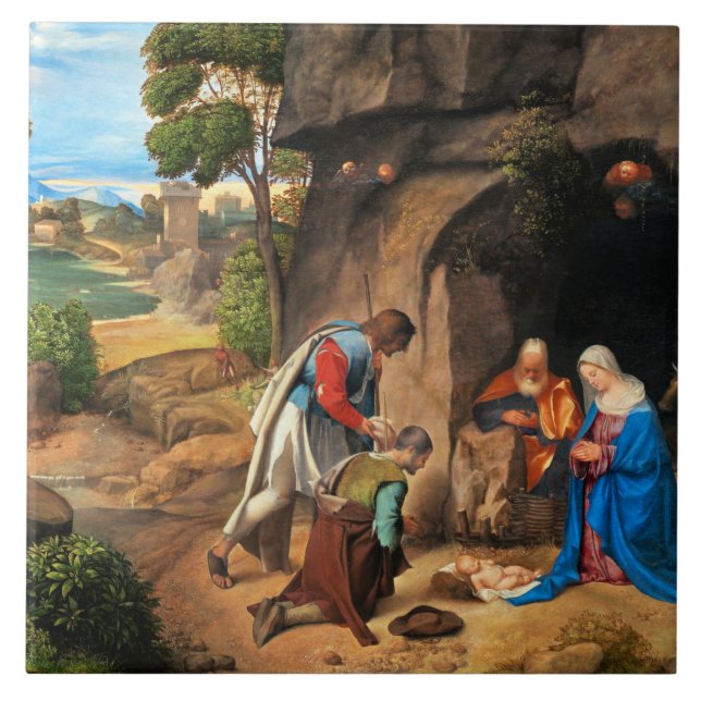 Giorgione - Herdarnas tillbedjan Kakelplatta (Framsidan)