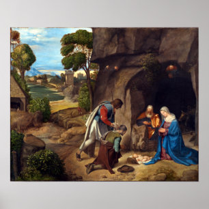 Giorgione tillbedjan av shepherdset poster