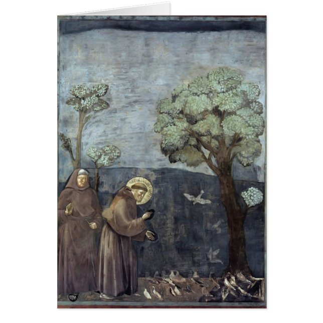 Giotto: St Francis som predikar till fåglarna Hälsningskort (Framsidan)