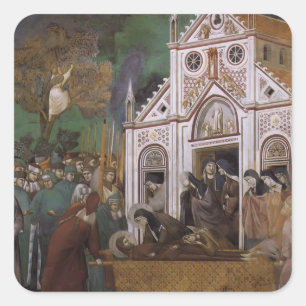 Giotto: St Francis sörjde vid St. Clare Fyrkantigt Klistermärke