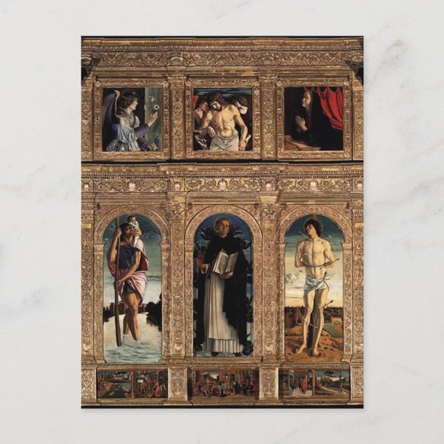 Giovanni Bellini-Polyptych av San Vincenzo Ferreri Vykort (Framsida)