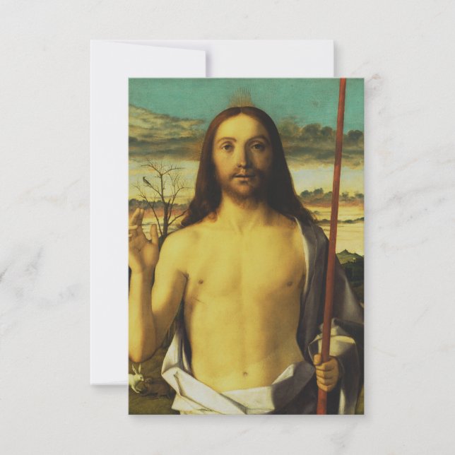 Giovanni Bellini’s Christ Blessing Holy Card Tack Kort (Framsida)
