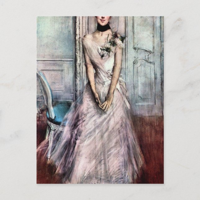 Giovanni Boldini - White pastel bild Vykort (Framsida)