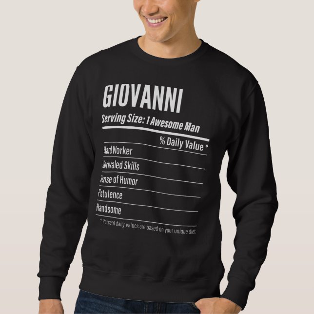Giovanni Serving Storlek Nutrition Label Calories Lång Ärmad Tröja (Framsida)