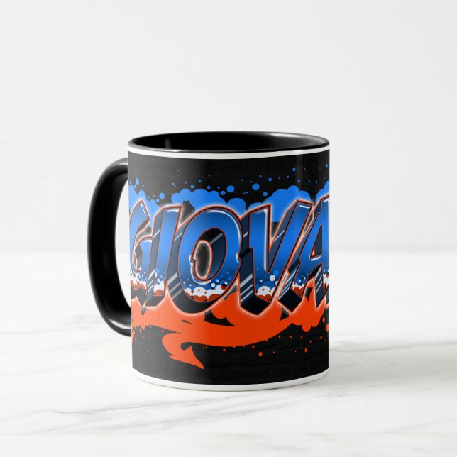 Giovanni Vorname Name Graffiti blue orange Tasse Mugg (Framsida vänster)