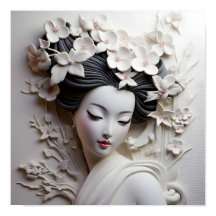 Gips 3-dimensionell japansk geisha