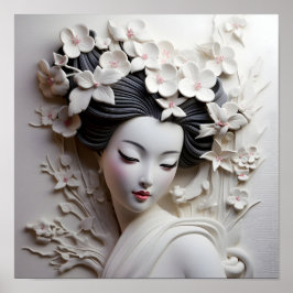 Gips 3-dimensionell japansk geisha poster