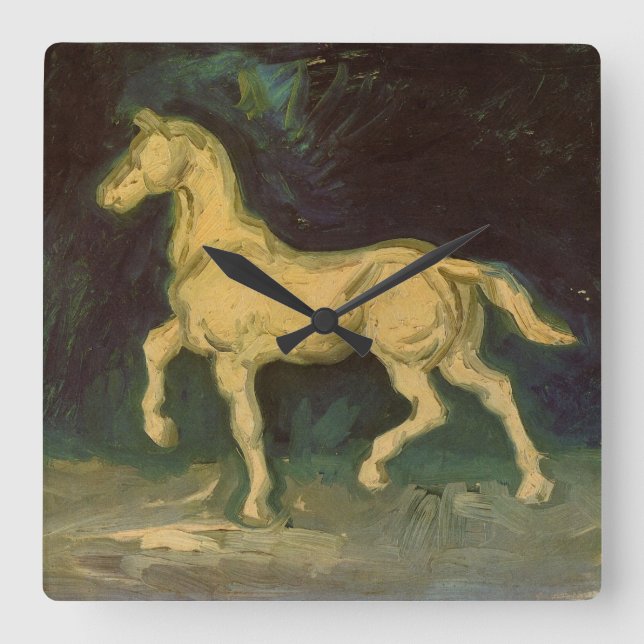 Gipsstatyett av en häst av Vincent van Gogh Fyrkantig Klocka (Framsida)
