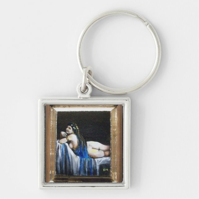 GIPSY BLUE FYRKANTIG SILVERFÄRGAD NYCKELRING (Framsidan)