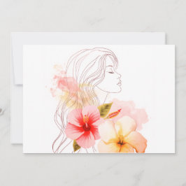 Gir close her eyes whithe red flower inbjudningar