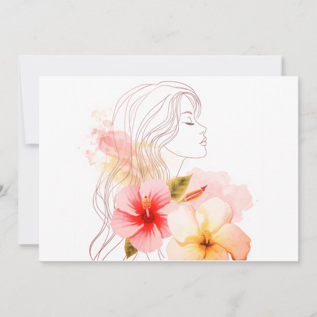 Gir close her eyes whithe red flower inbjudningar (Framsida)