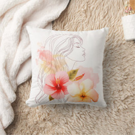 Gir close her eyes whithe red flower kudde