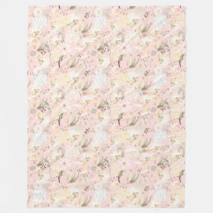 Gir Rosa Cream White-Blommigt Fleecefilt