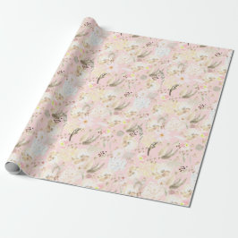 Gir Rosa Cream White-Blommigt Presentpapper