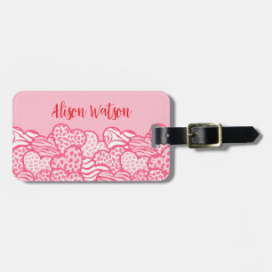 Gir Rosa Cute Animal Print Hearts Adress Bagagebricka