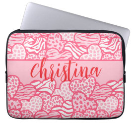 Gir Rosa Cute Animal Print Hearts Namn Laptop Fodral