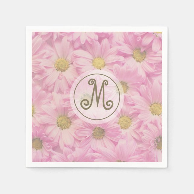 Gir Rosa Daisys Cute Anpassningsbar Monogram Pappersservett (Framsidan)