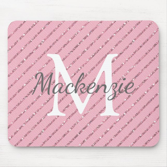 Gir Rosa Glitter Rand Monogram Musmatta (Framsidan)