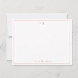 Gir Rosa Magenta Monogram Namn minimalist Anteckningskort
