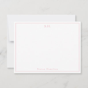 Gir Rosa Magenta Monogram Namn minimalist Anteckningskort