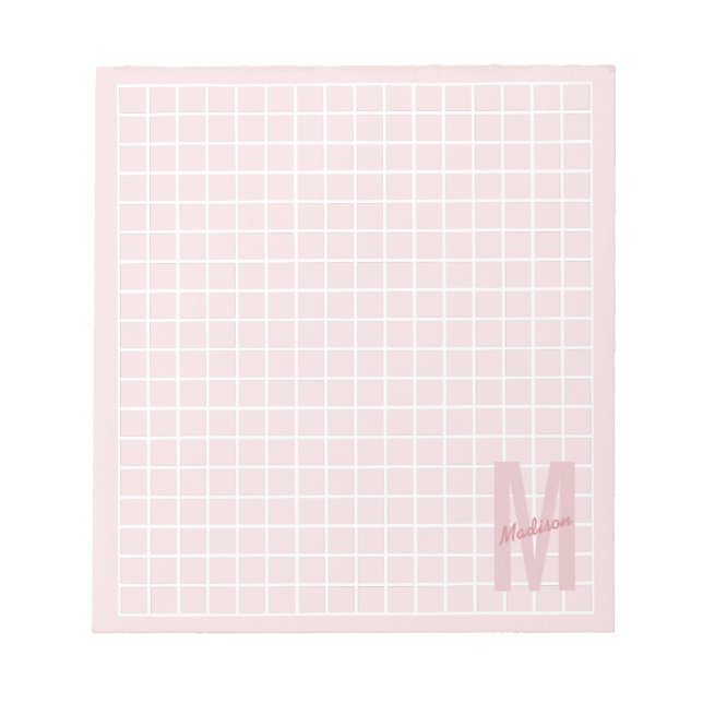 Gir rosa mönster monogram namn anteckningsblock (Framsida)