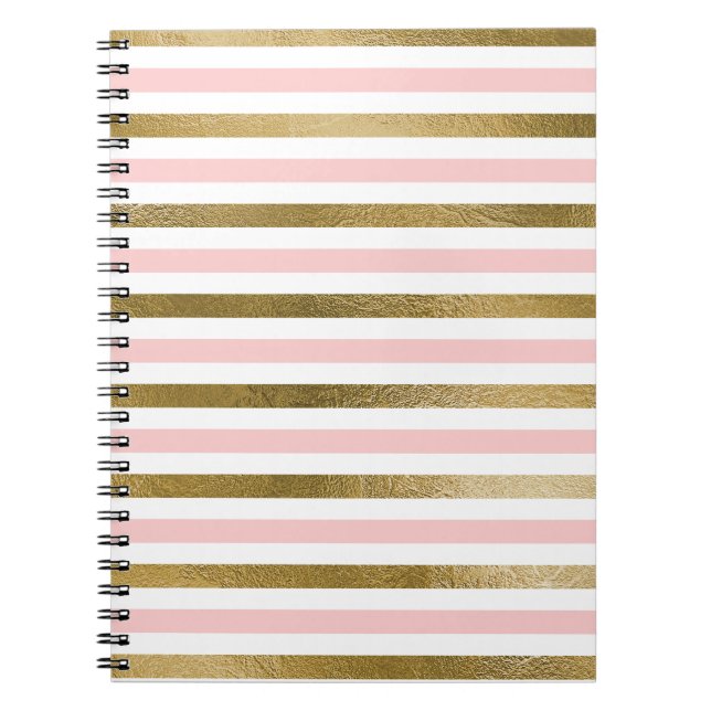 Gir Rosa, Vita och guldfetter Mönster Anteckningsbok (Framsidan)