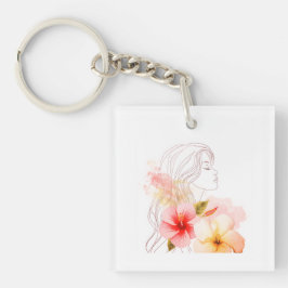 Gir sluter ögonen med röd blomma