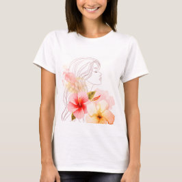 Gir sluter ögonen med röda blommor t shirt
